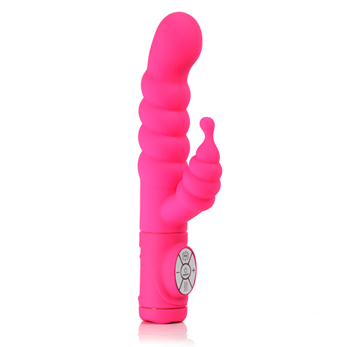 Maia Toys - Swirl Vibrator with Clit Stem Neon Pink