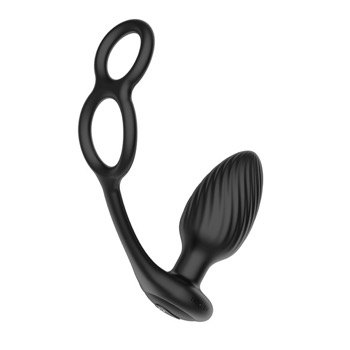 Nexus - TORNADO Rotating Plug with Cock & Ball Rings - Black