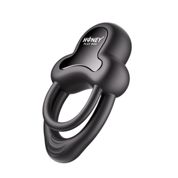 HoneyPlayBox - Anello-App-Controlled Vibrating Double Cock Ring with Clitoral Stimulator Black