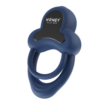 HoneyPlayBox - Anello-App-Controlled Vibrating Double Cock Ring with Clitoral Stimulator Blue